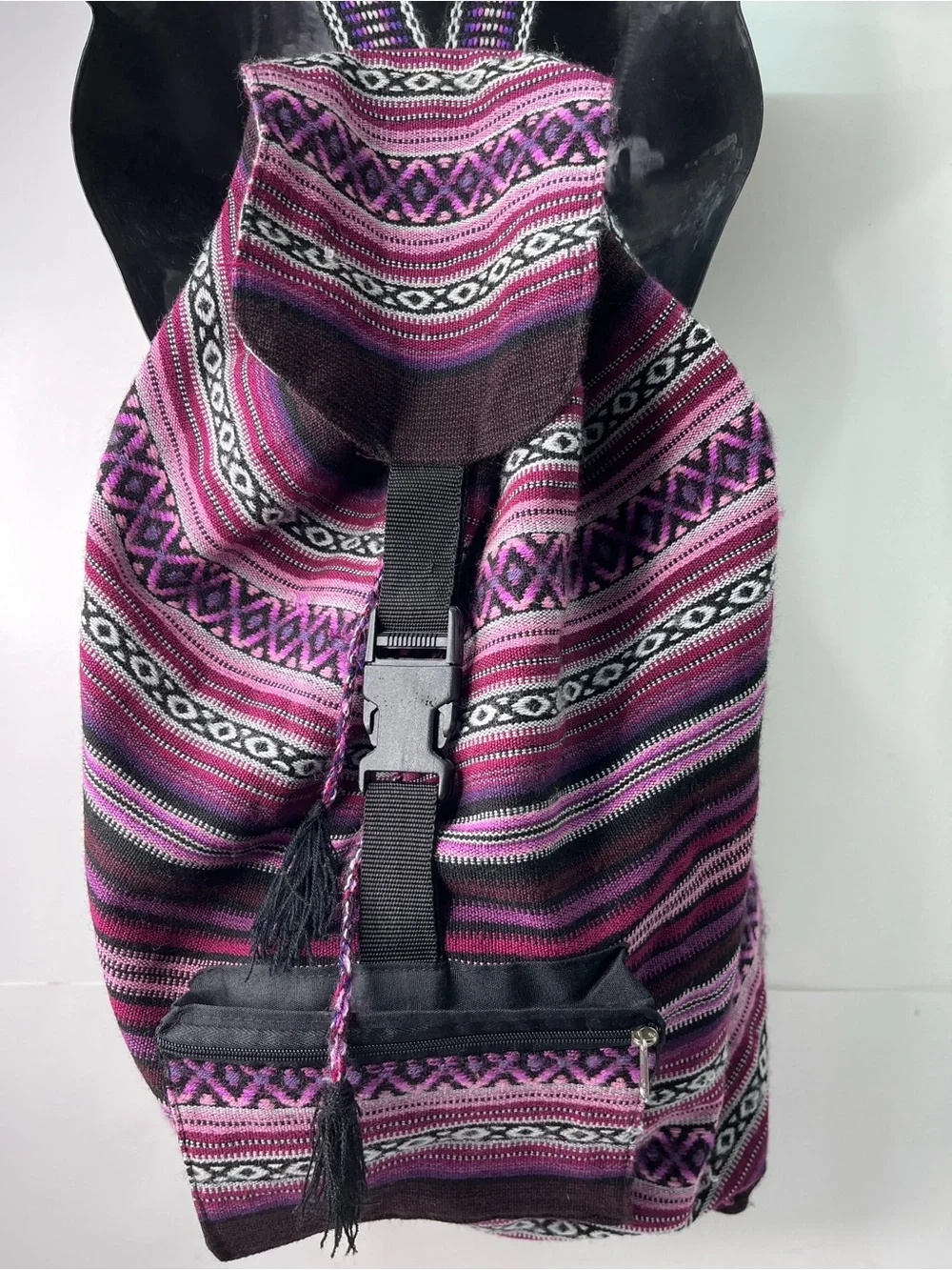 Authentic Mexican style unisex woven serape back sack drawstring